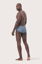 Back view of Luka Swim Brief Stripes Layns with a comfortable and streamlined fit