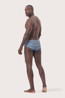 Back view of Luka Swim Brief Stripes Layns with a comfortable and streamlined fit