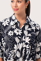 Close up detail of the Lupita Midi Dress Navy highlighting craftsmanship and design features