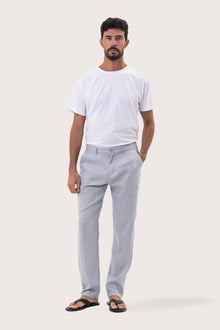 By The Sea Bali Maury Linen Long Pant in Light Blue — straight-fit 100% linen trouser for elevated ease