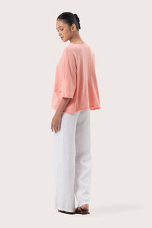 Back view of the Mawa Cotton T-Shirt Pink highlighting the garment shape and drape.