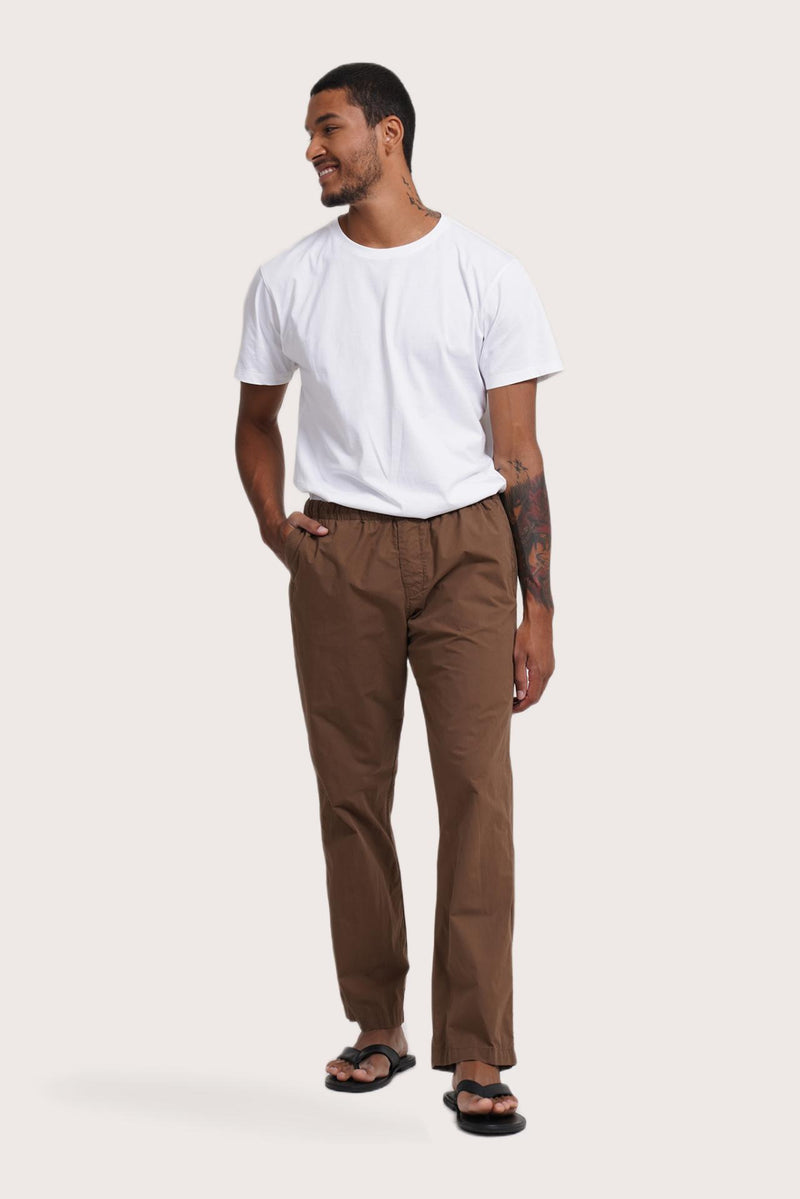 By The Sea Bali Cotton Relax Drawstring Pant in Brown — soft 100% cotton trouser with relaxed regular fit