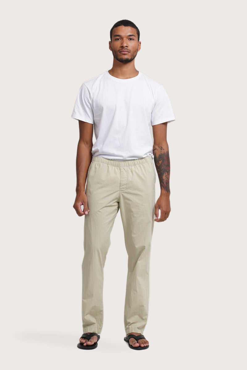 By The Sea Bali Cotton Relax Drawstring Pant in Light Grey Green — soft 100% cotton trouser with relaxed regular fit