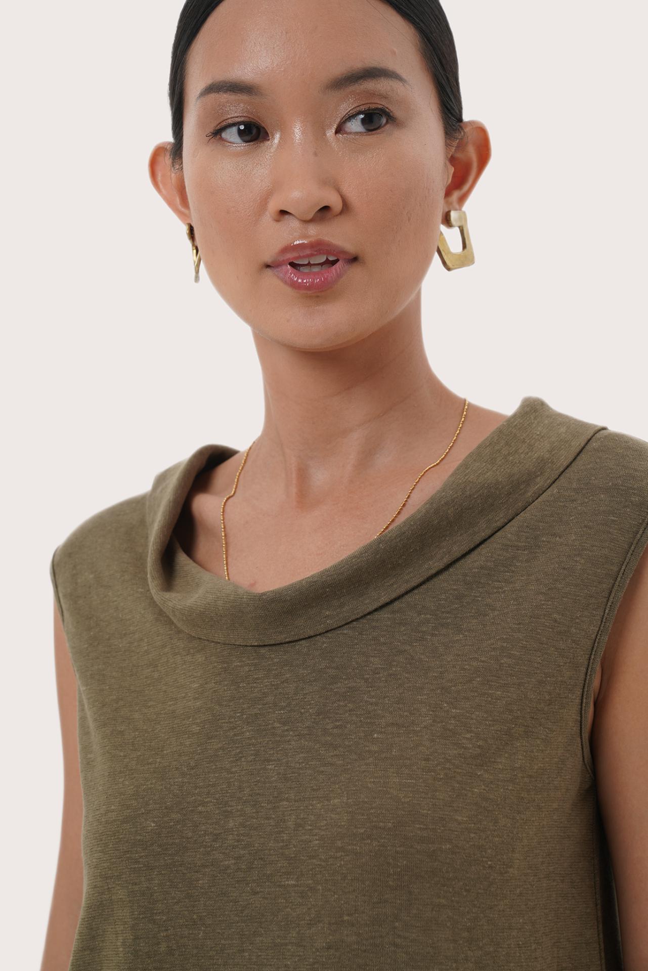 By The Sea Bali Refined detail of the Mera Sleeveless Top in Brown