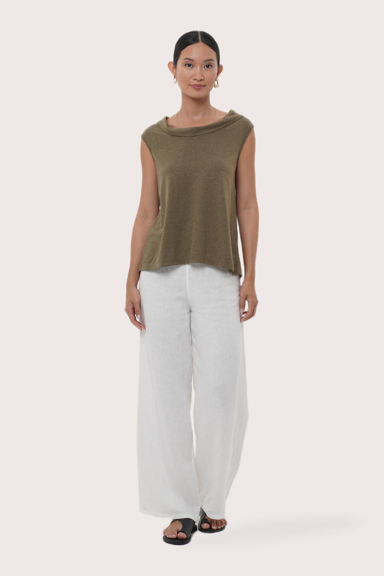 By The Sea Bali Mera Sleeveless Top in Brown featuring a relaxed silhouette and effortless resort style