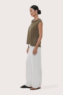By The Sea Bali Side profile of the Mera Sleeveless Top showcasing its relaxed fit and fluid drape