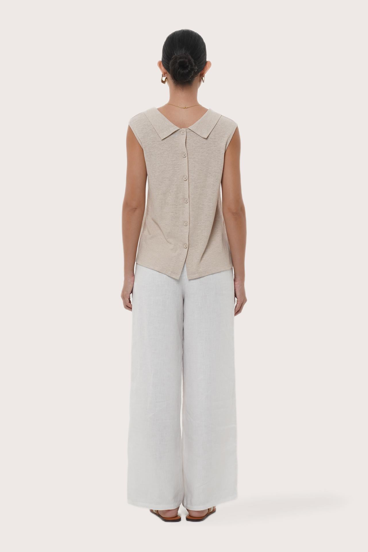 By The Sea Bali Back view of the Mera Sleeveless Top in Cream
