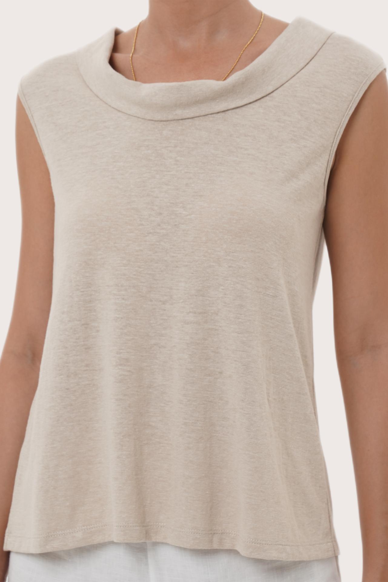 By The Sea Bali Refined detail of the Mera Sleeveless Top in Cream