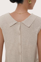 By The Sea Bali Lightweight fabric and tailored detail highlighting the Mera Sleeveless Top's breathable feel