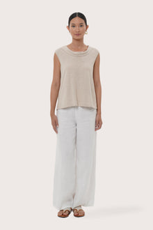 By The Sea Bali Mera Sleeveless Top in Cream featuring a relaxed silhouette and effortless resort style