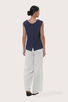 By The Sea Bali Back view of the Mera Sleeveless Top in Navy