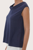 By The Sea Bali Refined detail of the Mera Sleeveless Top in Navy