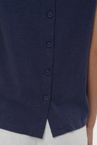 By The Sea Bali Refined detail of the Mera Sleeveless Top in Navy