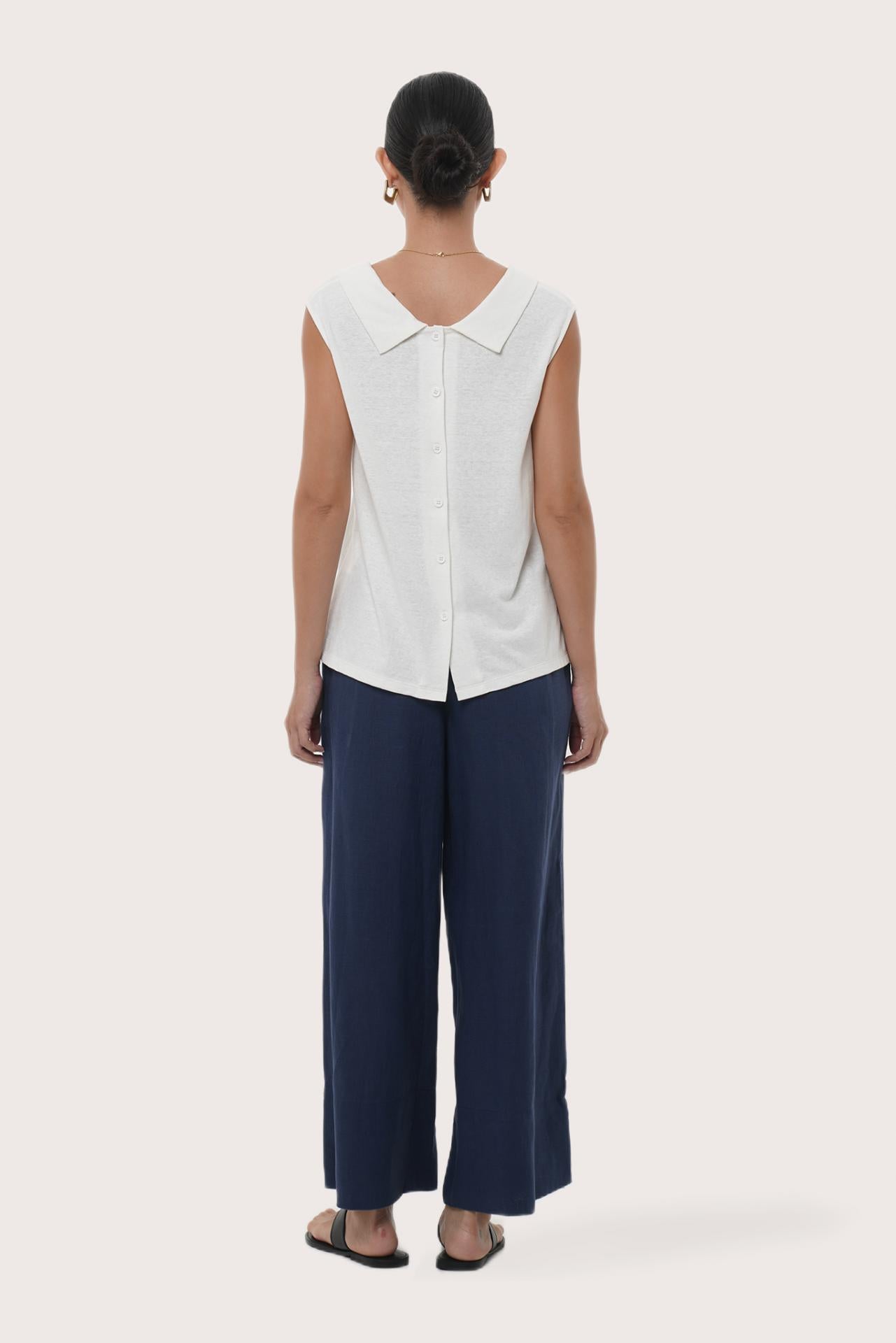 By The Sea Bali Back view of the Mera Sleeveless Top in White