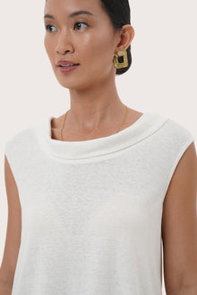 By The Sea Bali Refined detail of the Mera Sleeveless Top in White