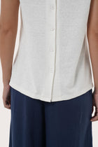 By The Sea Bali Lightweight fabric and tailored detail highlighting the Mera Sleeveless Top's breathable feel