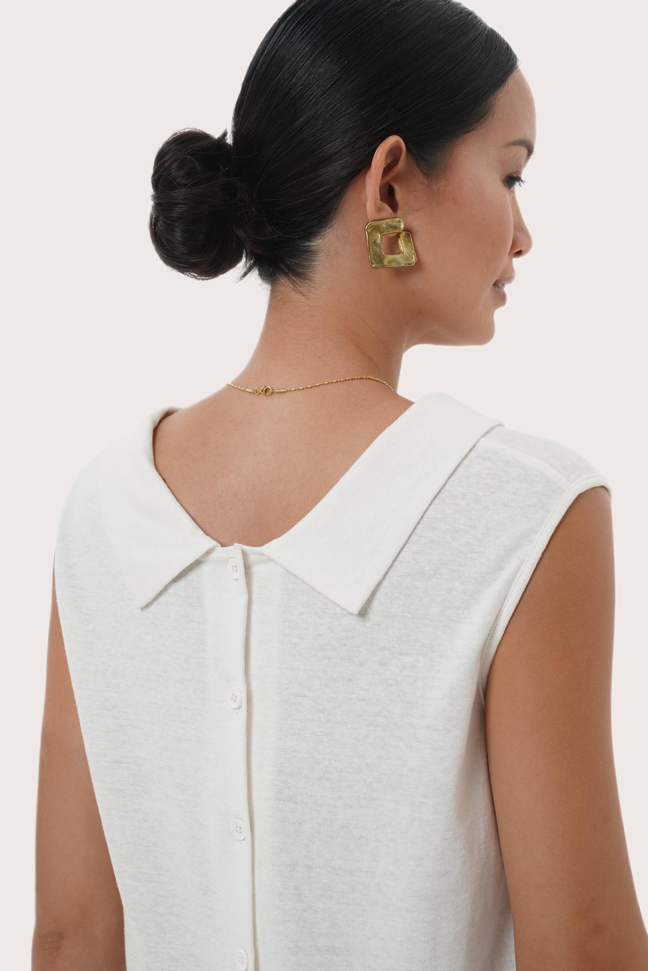 By The Sea Bali Tailored detail highlighting the Mera Sleeveless Top's breathable feel