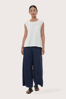 By The Sea Bali Women's Mera Sleeveless Top in White styled for refined coastal dressing