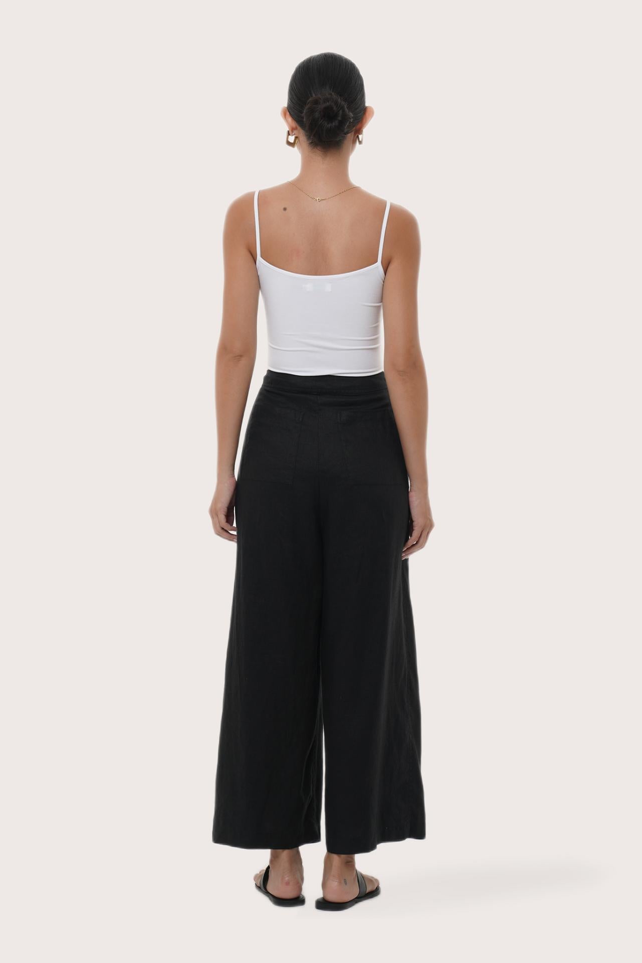 By The Sea Bali Back view of the Merca Wrap Pant in Black