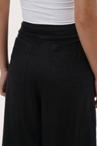 By The Sea Bali Lightweight fabric detail highlighting the Merca Wrap Pant's soft movement
