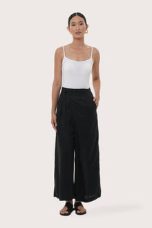 By The Sea Bali Merca Wrap Pant in Black featuring a relaxed and elegant resort silhouette
