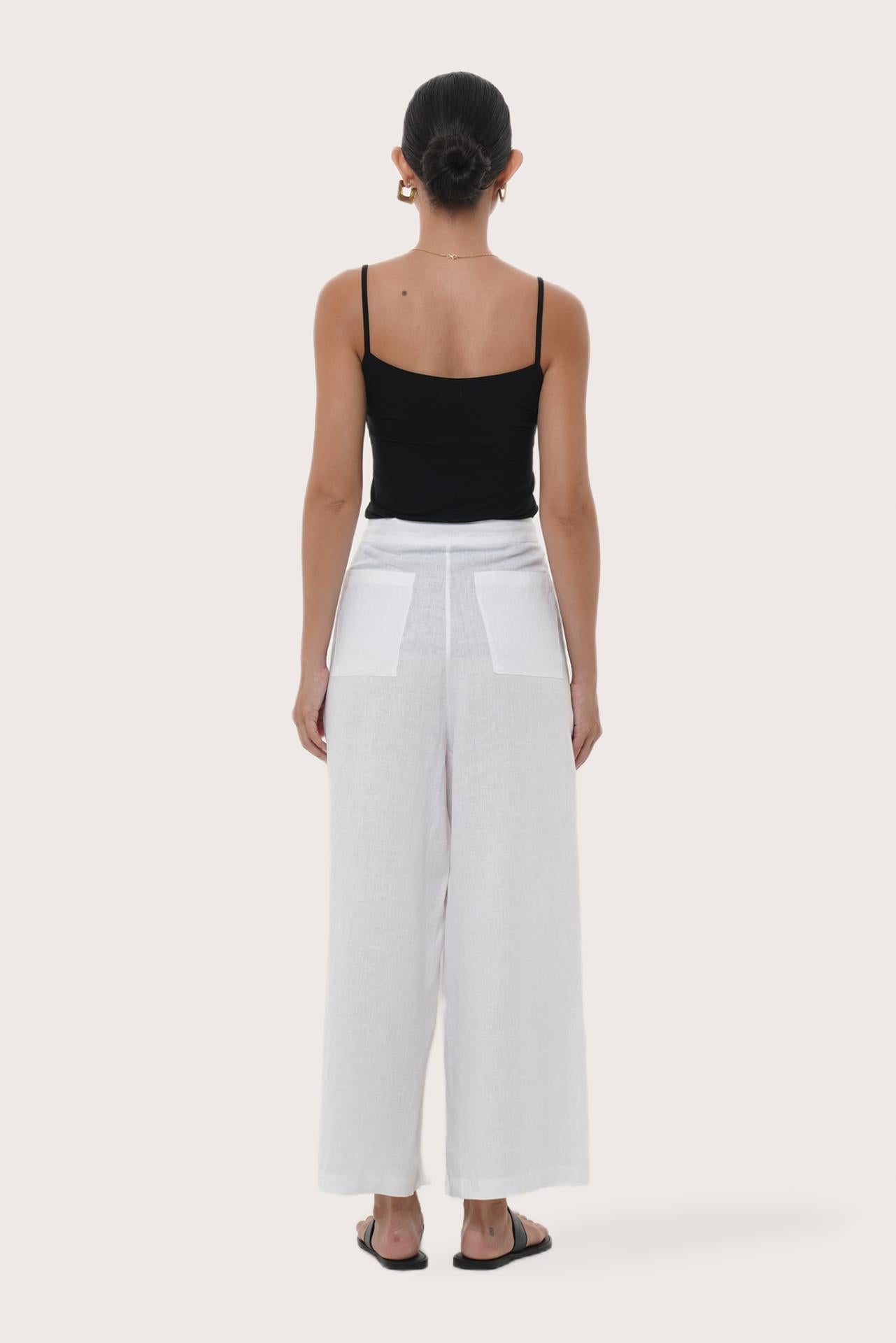 By The Sea Bali Back view of the Merca Wrap Pant in White