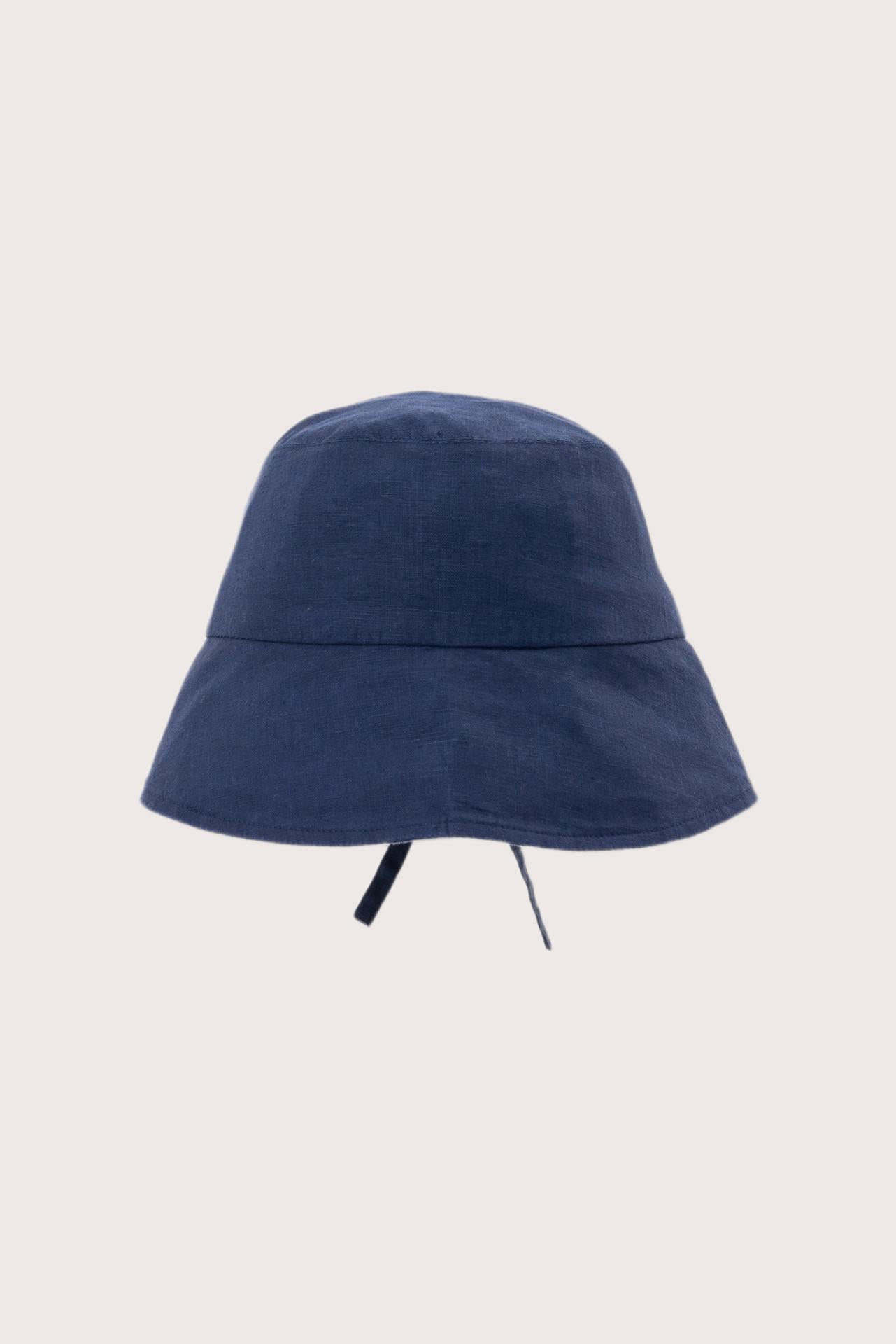 By The Sea Bali Miki Linen Half Brim Hat in navy with a refined resort-inspired silhouette