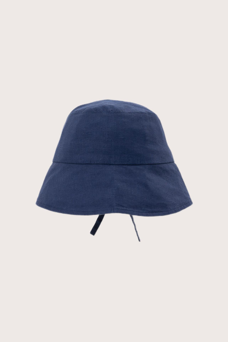 By The Sea Bali Miki Linen Half Brim Hat in navy with a refined resort-inspired silhouette