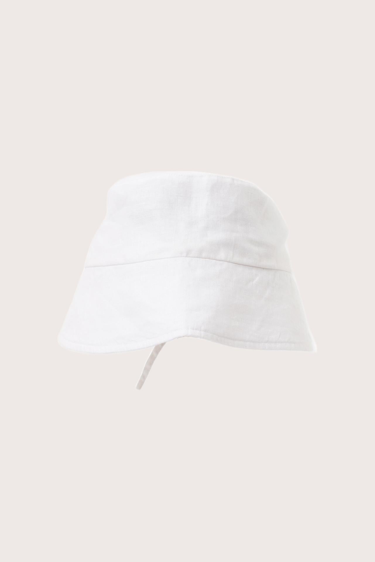 By The Sea Bali Miki Linen Half Brim Hat in off white with a refined resort-inspired silhouette