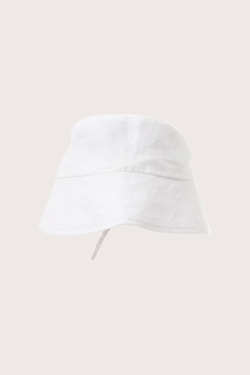 By The Sea Bali Miki Linen Half Brim Hat in off white with a refined resort-inspired silhouette