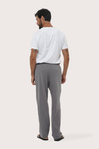 Back view of the Grey Moe Striped Pajama Set revealing its easy regular fit by By The Sea Bali