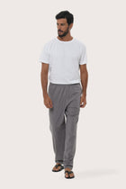 Front styling of the Grey Moe Striped Pajama Set showcasing its relaxed tee and lounge pant by By The Sea Bali