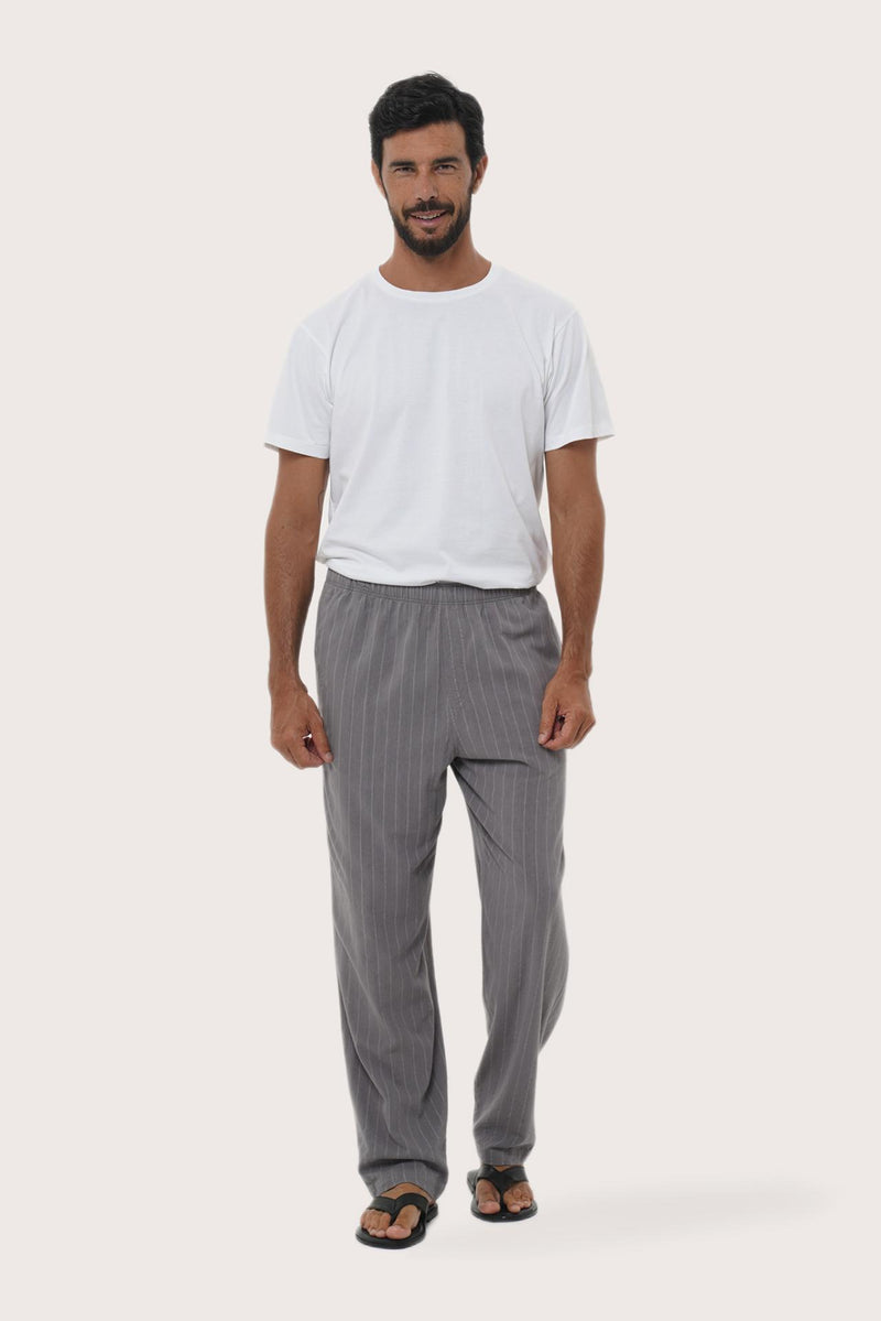 By The Sea Bali Moe Striped Pajama Set in Grey — refined cotton-blend lounge set for everyday ease