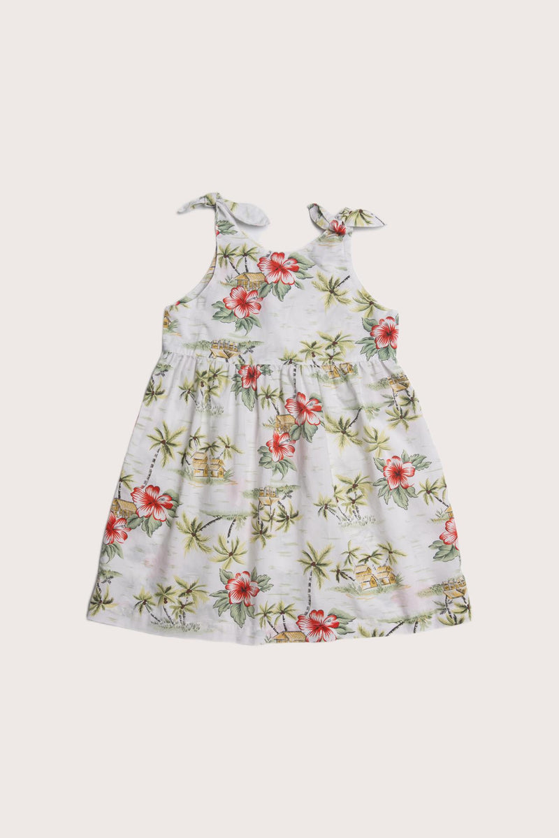 Island Rhythm print detail on the Molly Tie Dress by By The Sea Bali