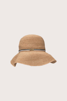 By The Sea Bali Morla Hat in natural weave with green stripe detailing