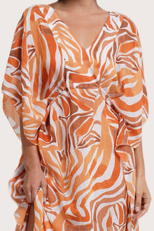 Refined Leopard Orange pattern detail on the Nami Kaftan by By The Sea Bali