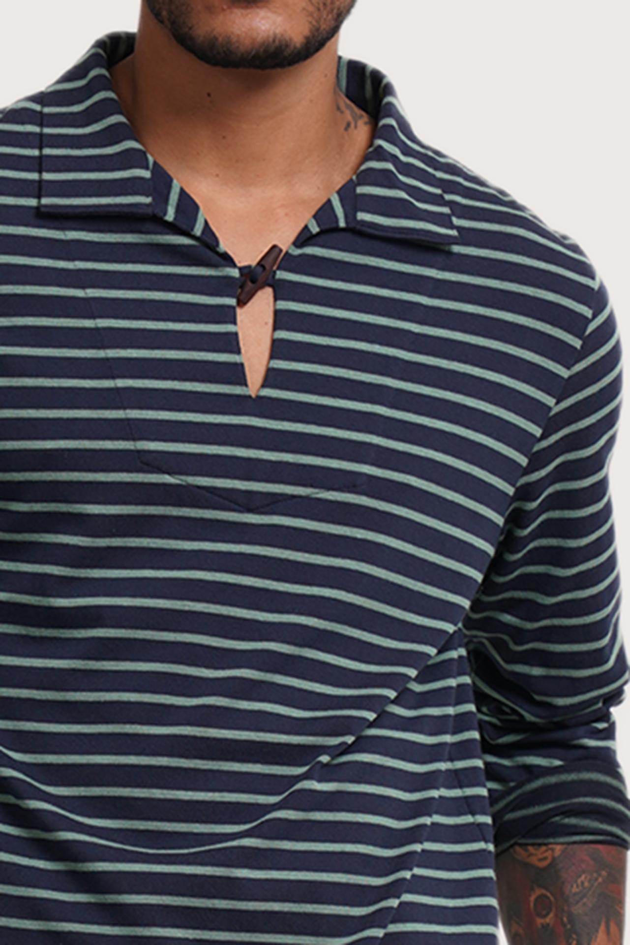 Close-up of the Nautical Stripe Pullover Stripes in Navy by By The Sea Bali – exceptional fabric quality and texture