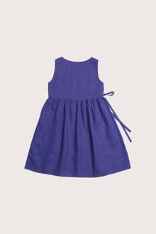 Graceful back view of the Ortun Linen Kids Dress in Purple