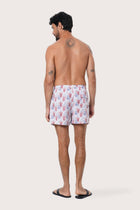 Back view of the Coral Light Blue Paco Swim Trunk showing the pocket detail by By The Sea Bali