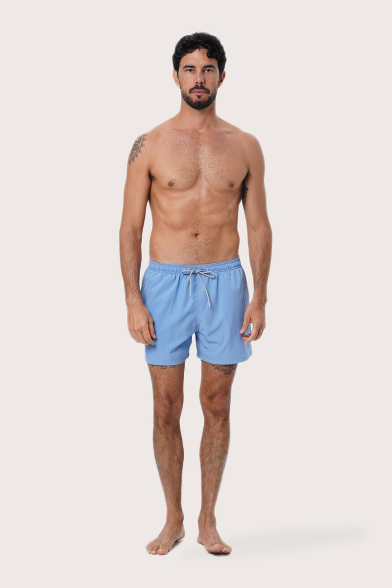 Front view of the Paco Swim Trunk in Light Blue by By The Sea Bali