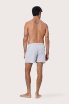 Fabric and stitching detail of the Light Grey Paco Swim Trunk by By The Sea Bali