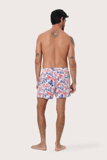 Close-up of the Lobster and Sea print on the White Paco Swim Trunk by By The Sea Bali