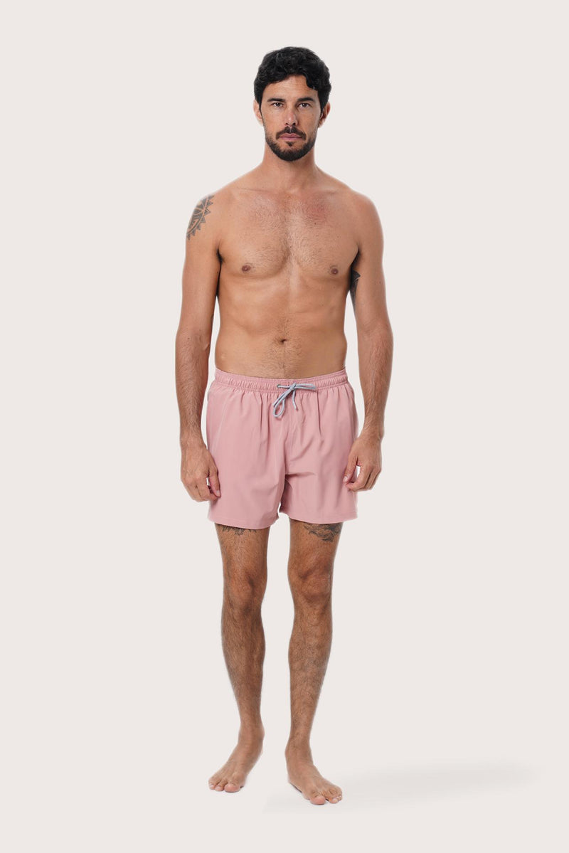 By The Sea Bali Paco Swim Trunk in Pastel Pink — quick-dry men's swim shorts in a soft solid tone