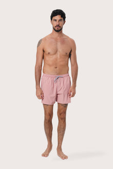 By The Sea Bali Paco Swim Trunk in Pastel Pink — quick-dry men's swim shorts in a soft solid tone