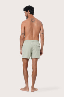Fabric and stitching detail of the Sage Paco Swim Trunk by By The Sea Bali