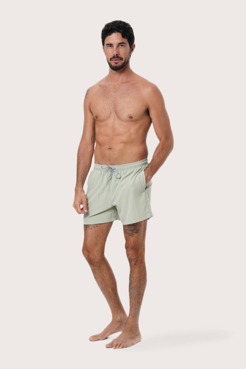 Front view of the Paco Swim Trunk in Sage by By The Sea Bali