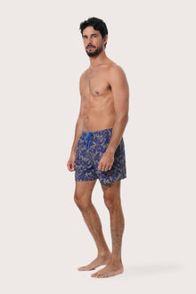 Drawstring waistband detail of the Tropic Garde Blue Paco Swim Trunk by By The Sea Bali