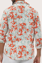 Collar and button-front detail of the Panta Cotton Shirt in Bamboo Spring Red by By The Sea Bali