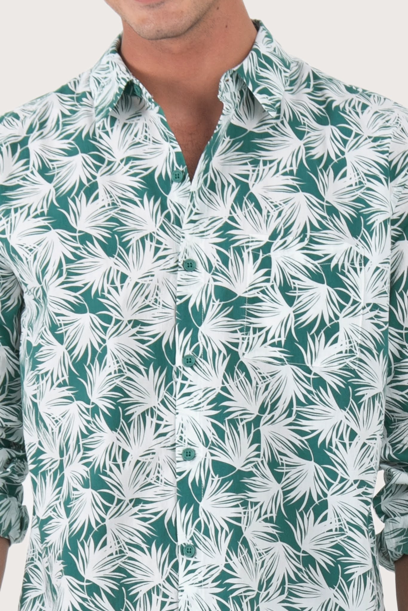 Panta Cotton Shirt Summer Flora Crowd Leaves