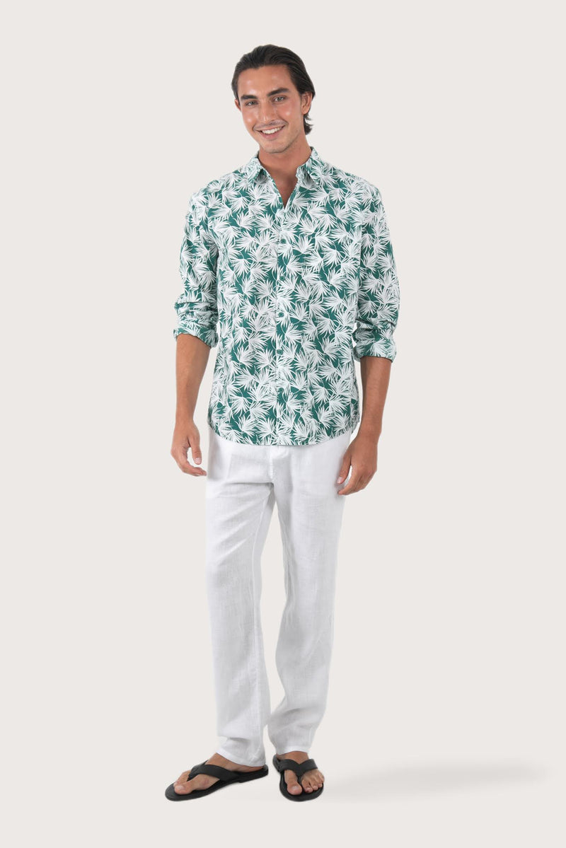 Panta Cotton Shirt Summer Flora Crowd Leaves